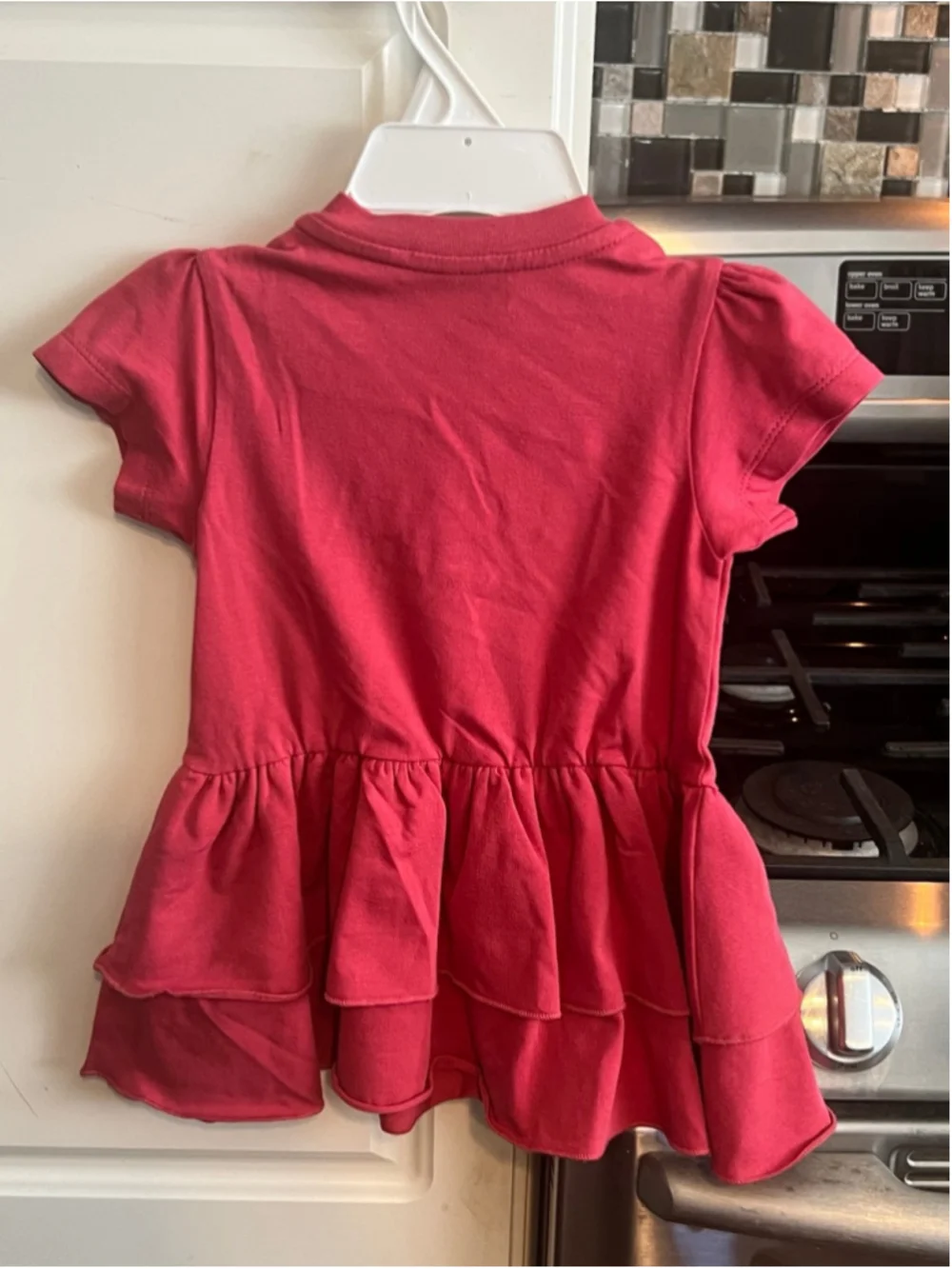 NWT MONCLER Red Kids' Ruffle T-Shirt Dress 6/9 Months